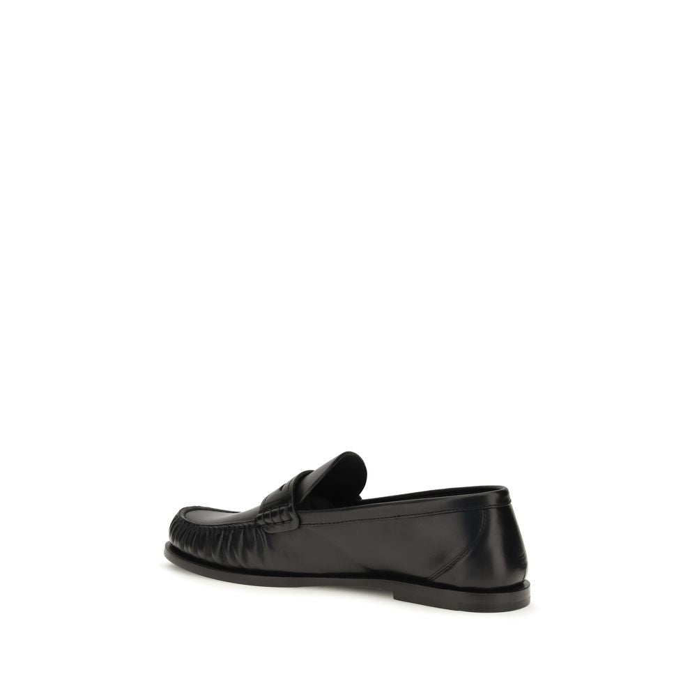 Black Calf Leather Bos Taurus Slip-On Loafers