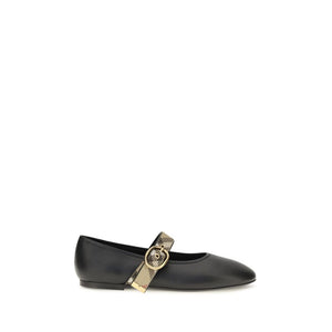 Black Calf Leather Bos Taurus Ballet Flats
