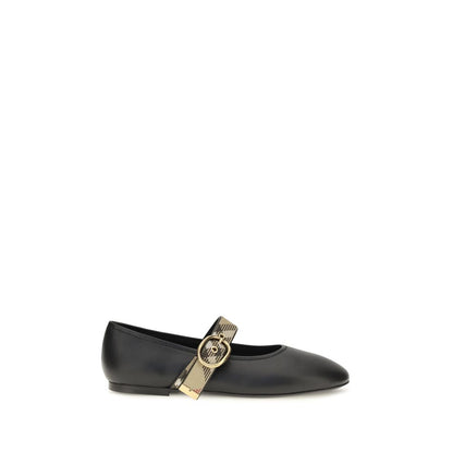 Black Calf Leather Bos Taurus Ballet Flats