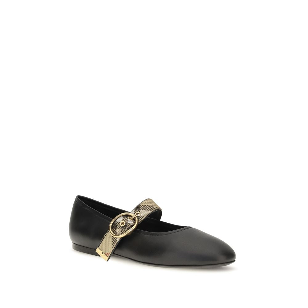 Black Calf Leather Bos Taurus Ballet Flats