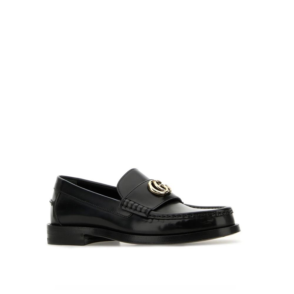 Black Leather Slip-On Loafers