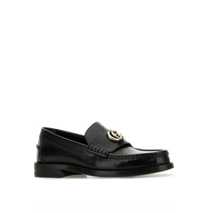 Black Leather Slip-On Loafers