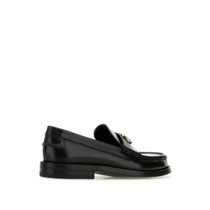 Black Leather Slip-On Loafers
