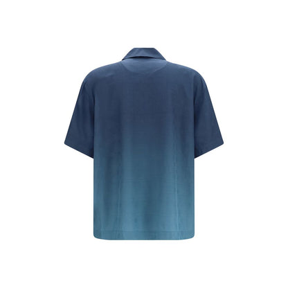 Blue Viscose Pattern Shirt