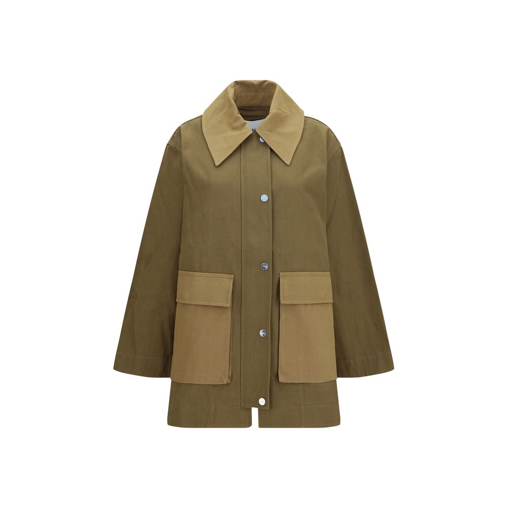 Bicolor Cotton Full-Length Jacket