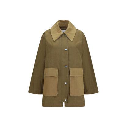 Bicolor Cotton Full-Length Jacket