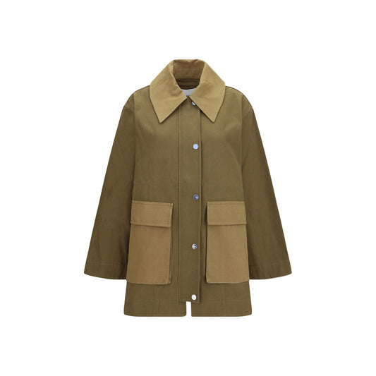 Bicolor Cotton Full-Length Jacket