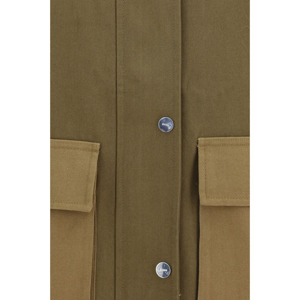 Bicolor Cotton Full-Length Jacket