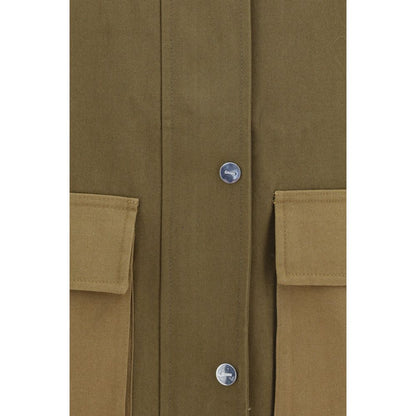 Bicolor Cotton Full-Length Jacket