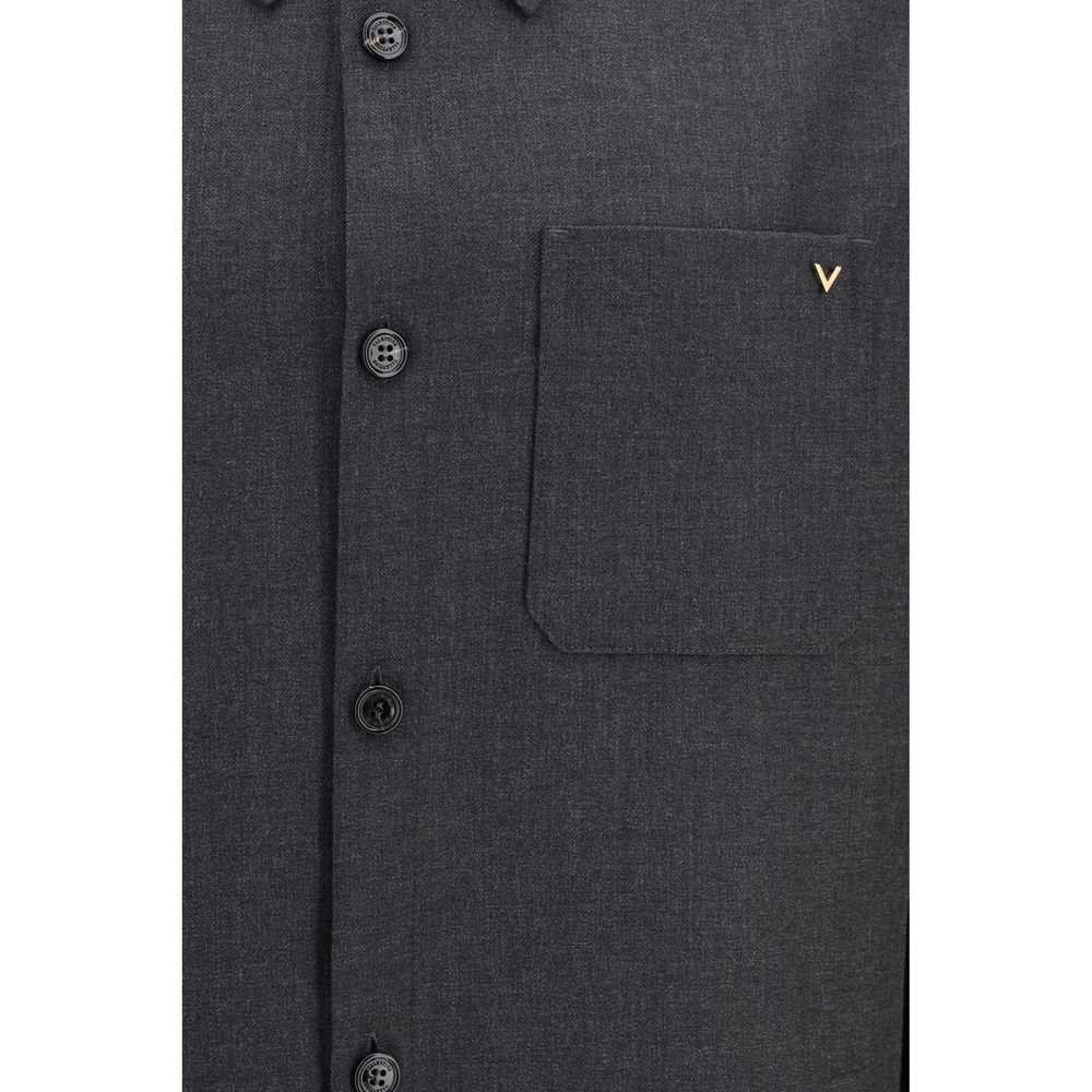Gray Polyester Full-Length Jacket