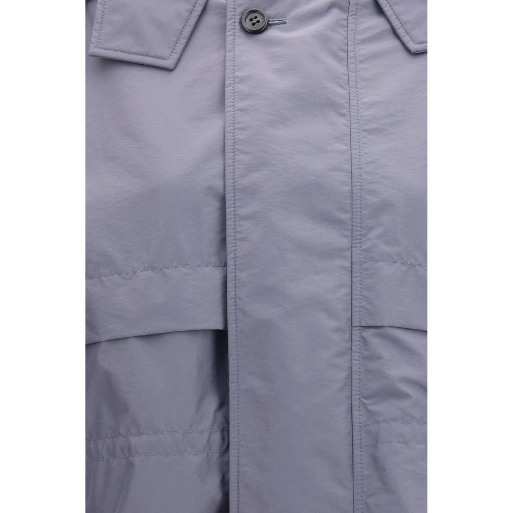 Gray Polyamide Full-Length Jacket