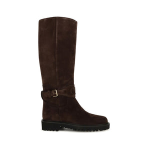 Brown Suede Leather Flat Boots