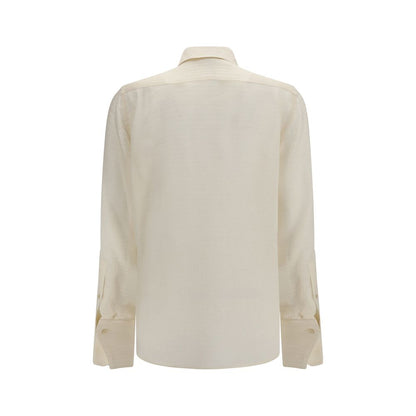Beige Silk Pattern Shirt