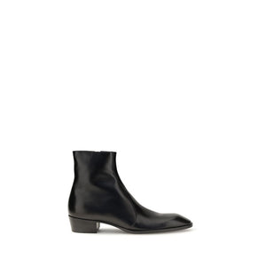Black Calf Leather Bos Taurus Ankle Boots