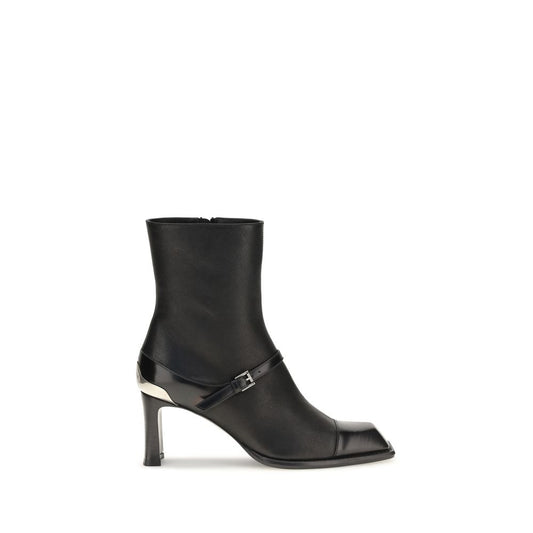 Black Lamb Leather Ankle Boots