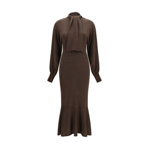 Brown Silk Casual Dress