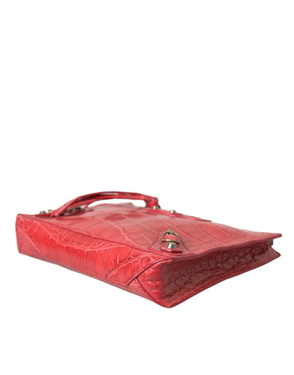 Red Exotic Skin Leather Classic Pouch Purse Wristlet Bag