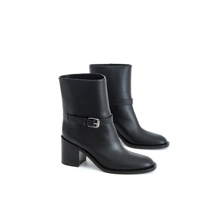 Black Leather Ankle Boots