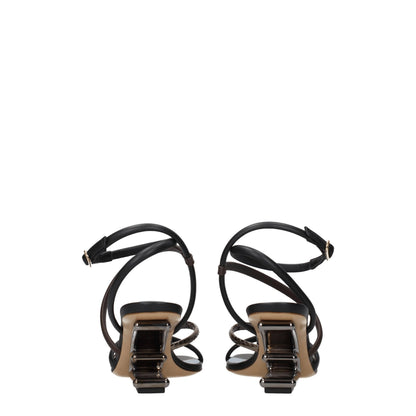Multicolor Leather Flat Sandals