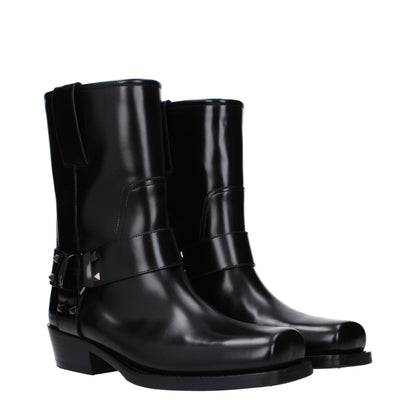 Black Leather Ankle Boots