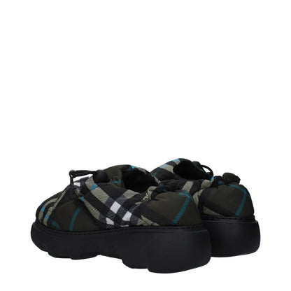 Green Fabric Slip-On Loafers