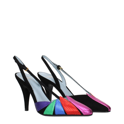 Black Leather High Heel Pumps