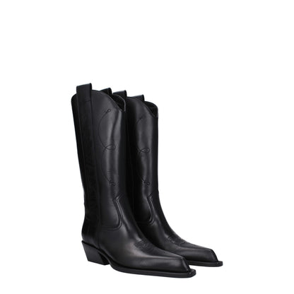 Black Leather High Heel Boots