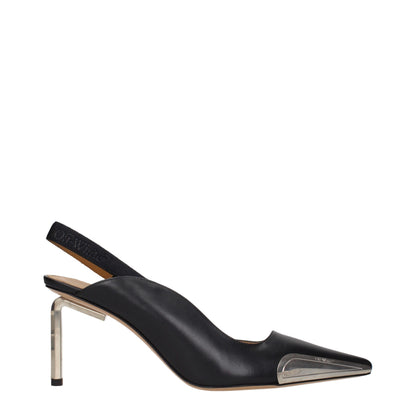 Black Leather High Heel Pumps