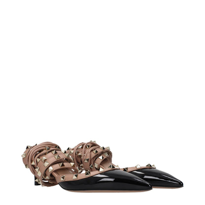 Black Leather Strap-On Sandals
