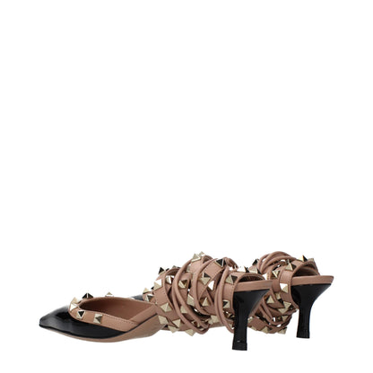 Black Leather Strap-On Sandals